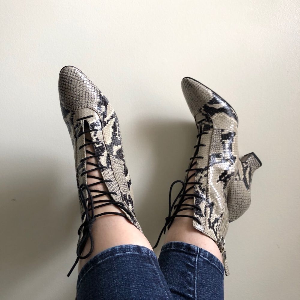 NEW Marc Jacobs The Victorian Snake Embossed Leather Lace Up Boots EU 36 / US 6